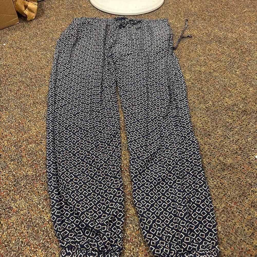 Buddha Pants Size L Navy Geometric Harem Pants Boho Yoga Festival